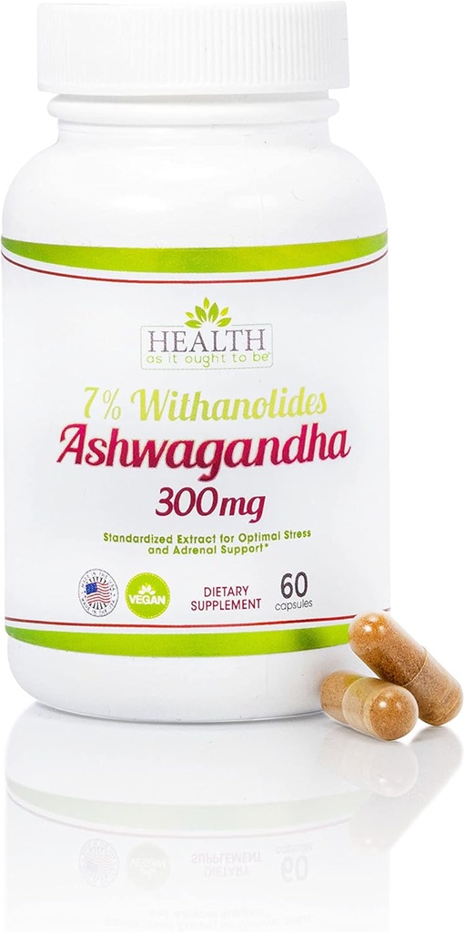 Sundhed som det forventes at være Ashwagandha 7% Phelanolides Supplement 124; Læge Formuleret • 124; 1 Cap Daglig Formel • 124; 60 Kapsler