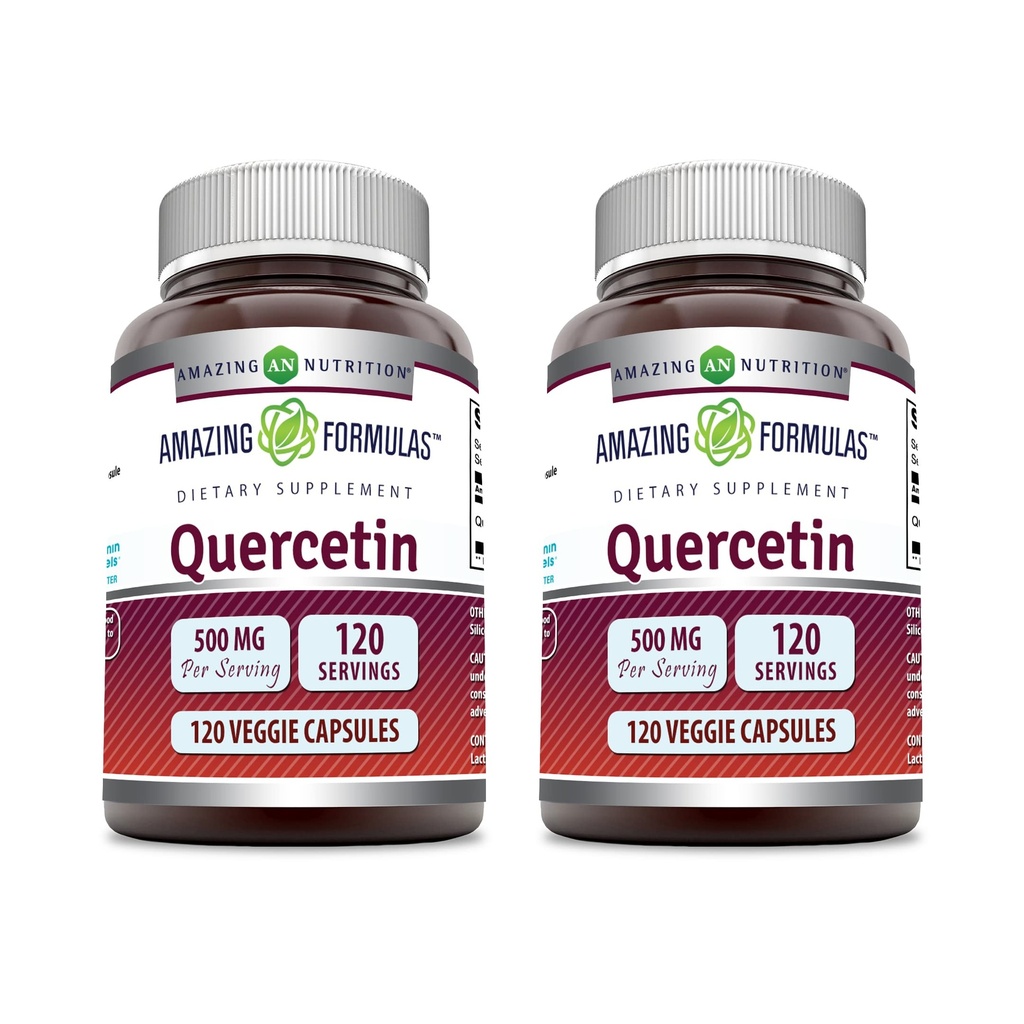 Amazing Formulas Quercetin 500mg Veggie kapsler Supplement 124; Non- GMO Note 124; Gluten Free