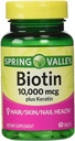 Spring Valley Biotin Kosttilskud, 10.000 Mg med 100 Mg Keratin, 60 tabletter