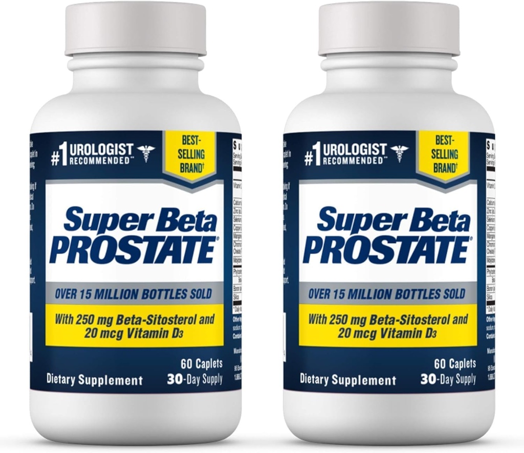 SUPER BETA PROSTATE Support for Mænds Sundhed - Reducer badeværelse Trips, Promote Sleep, Bedre Bstige Tømning og sund prostata, Beta sitosterol - 60 Greve (Pack of 2)