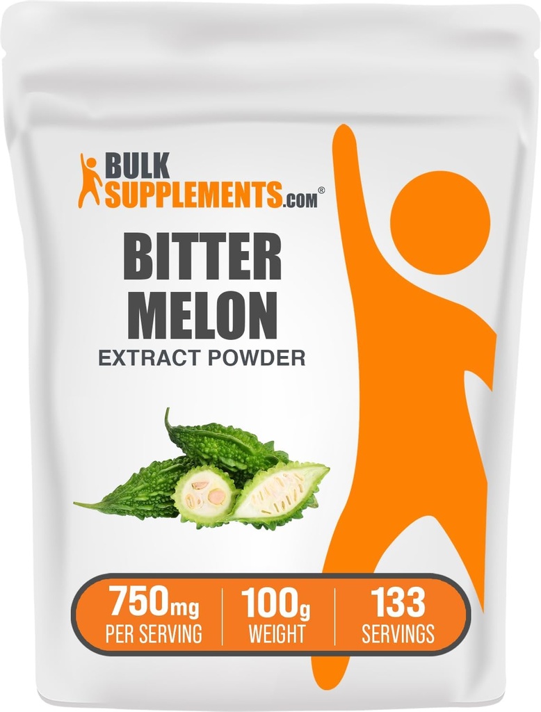 BulkSupplements.com Bitter Melon Extract Powder - Bitter Melon Supplement, Bitter Gourd Extract - Herbal Supplement, Gluten Free, 750mg per Serving, 100g (3,5 oz) (Pack of 1)