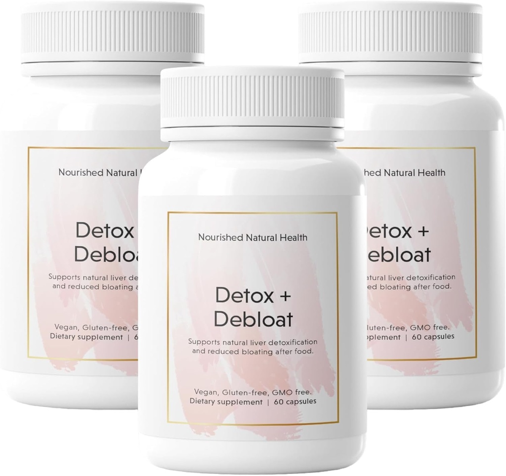Nourised Natural Detox + Debloat - Milk Thistle & Mælkebøtte Root Vegan tillæg for kvinder - Bloating Relief & fordøjelsesstøtte - 180 kapsler