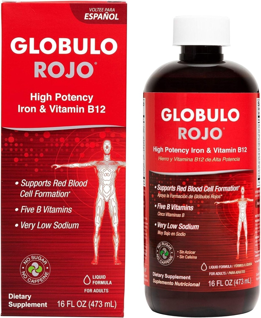 Globulo Rojo jerntilskud - flydende kosttilskud med højpotens jern & B vitaminer (Vegan) (1 pakke)