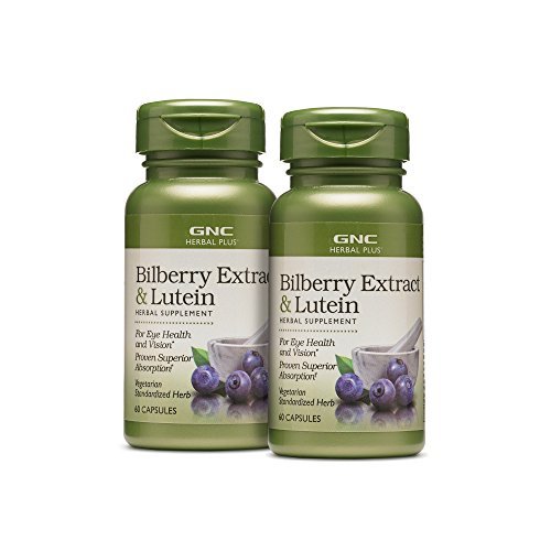 GNC Herbal Plus Bilberry Extract og Lutein Buddy 124; understøtter Eye og Vision Health Buddy 124; Twin Pack (2 x 60 Greve)