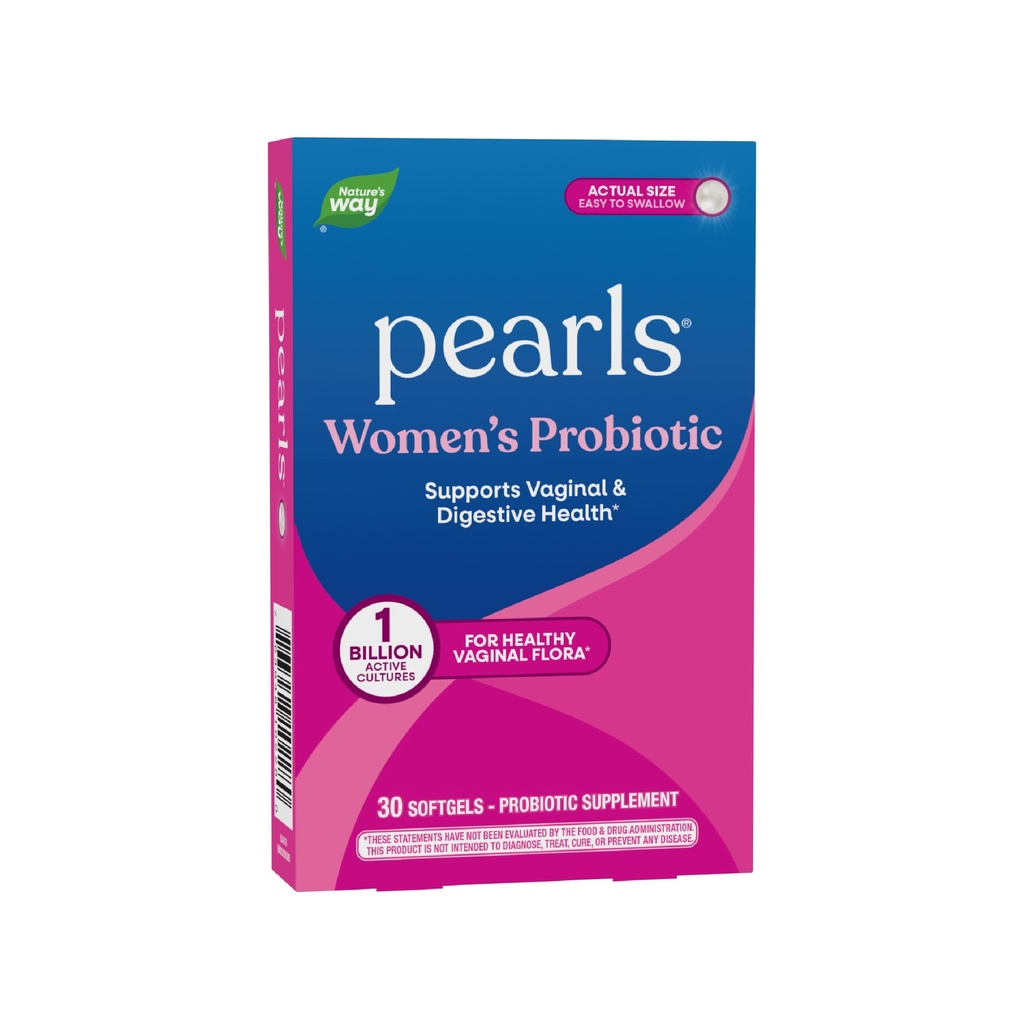 Nature 's Way Women' s Probiotic Pearls, Understøtter Vaginal og fordøjelsessygdomme *, Beskytter mod lejlighedsvis Forstoppelse og bloating *, 1 Millioner levende kulturer, 30 Softgels (Packaging May Vary)