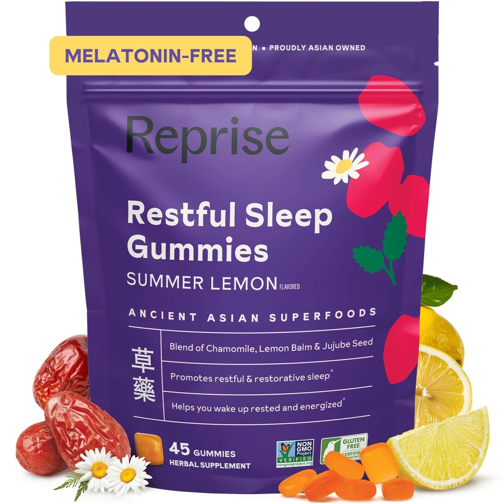 Melatonin Free Natural Sleep Aid Gummies for Voksen124; NO Melatonin Gummies 124; Herbal Jujube & Kamille, Lemon Balm - Deep Sleep Supplement & Afslapning for zzz, 45 Vegan Gummies (45 Gummies (1 Pack))