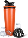Ice Shaker Isoleret rustfrit stål Shaker Bottle 124; 36oz, Orange Shakes 124; kulde til 30 + Timer