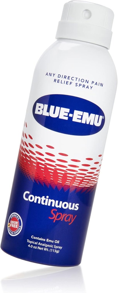 Blue- Emu Kontinuerlig smertelindring Spray til Fast- Fungerende Joint & Muscle Relief, 4 Oz, 1 pakke