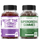 Nat tid Fat Burner Gummies (60 Greve) - Vægttab & Metabolisme Sugar- Free Melatonin supplement og Supergreens Gummies (60 Greve) - Grønne Kosttilskud Immunitetsstøtte - Ikke GMO & USA Made
