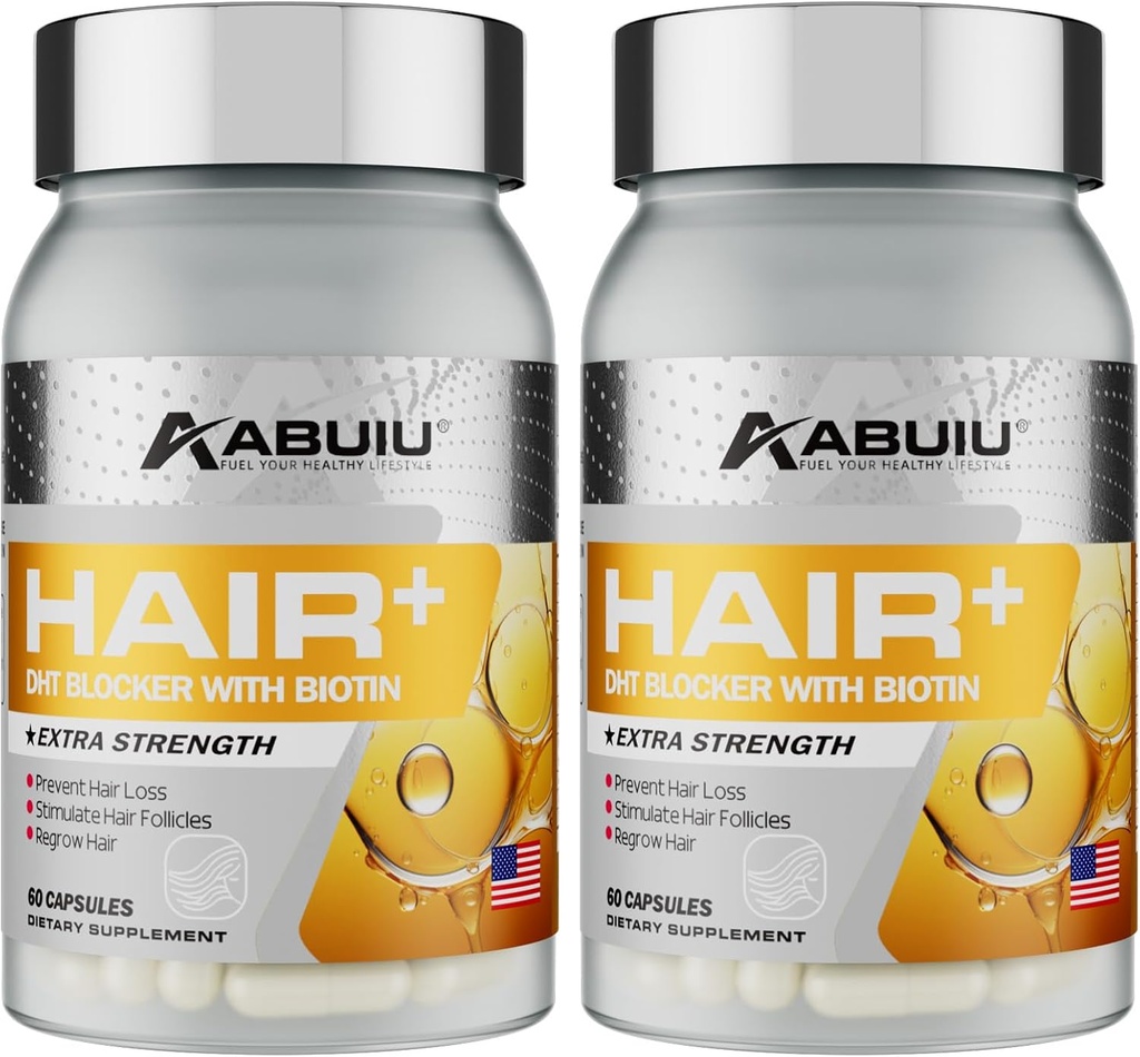 Biotin til hårvækst Mænd - Biotin Supplement 5000 mcg, med vitamin C E B12 B6 A støtte stærke negle hudpleje hårsundhed - USA Made - 120 kapsler / 2 pakker