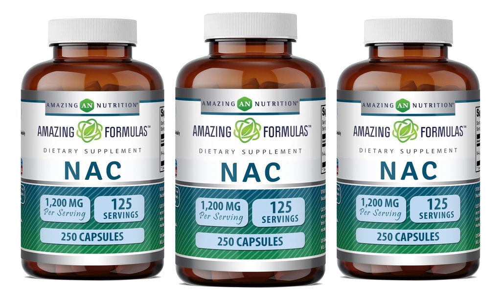 Amazing Formulas NAC 600 Mg · 124; N- Acetyl Cystein Supplement · 124; Kapsler â 124; Non- GMO · 124; Gluten Free · 124; Lavet i USA (3 Pack, 250 Count)