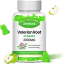 Økologisk Valerian Root Gummies, Urte Supplement til Afslapning & Mood Support, Sove Gummies uden Melatonin for voksne, Vegan, Non- GMO, Apple Flavor, 60 Greve