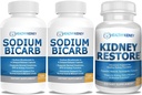 Natriumbicarbonat 650mg kapsler til syrelindring, alkalinitet 120 piller 2- Pack + Nyre Gendanne Nyre Rense og Nyre sundhed supplement, 60 hætter