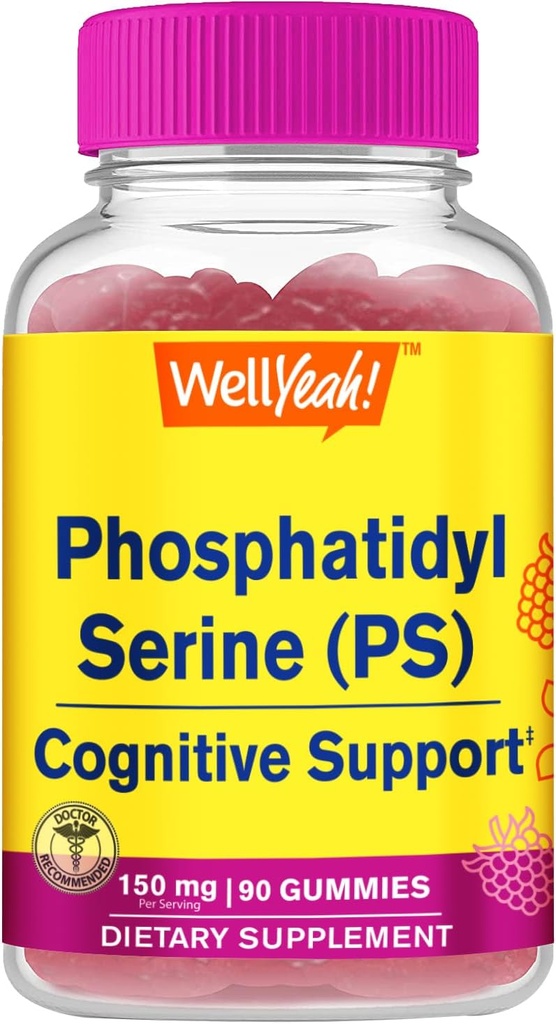 WellYes Phosphatidylserine Gummies (150mg) Phosphatidylserine Supplement: 124; Kognitiv Support: 124; Raspberry Flavor: 124; Gluten Free, Non GMO 'er: 124; 60 Greve
