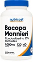 Nutricost Bacopa Monnieri 1.000mg, 120 Kapsler (60 Servering) - Non- GMO, Gluten Free, og Vegetarisk Friendly
