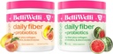 Belli Welli Daily Fiber Supplement Bundle med Collagen, Probiotika & Elektrolytes - Peach Mango & Watermelon Flavors - Understøtter fordøjelse, Gut Balance, Debloating - 32 Tjenester i alt