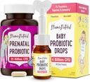 Mama Natural Prenatal Probiotic & Baby Probiotic Drops Bundle – Gut, Vaginal & Immune Support for Mom + Digestive Comfort for Baby with Infant Probiotics – Bundle & Save