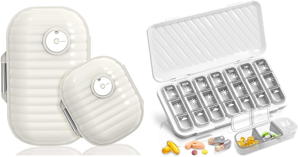Rejse Pill Organizer, 7 Dag & Pill Organizer 3 gange om dagen, 7 Dag Pill Box - GloDeals Weekly Pill Organizer Daily Medicine Container Dispenser sag for Vitamin Fish Oil supplement