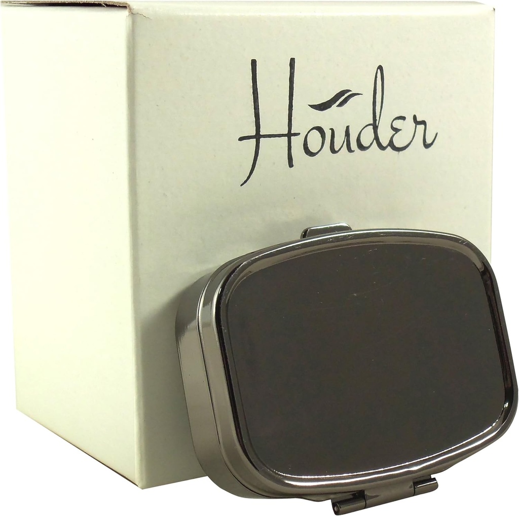 Hounder Classy Gray Metal Pill Box Dekorative Pill sag med gaveæske - Carry din medicin i stil (Rektangulær)