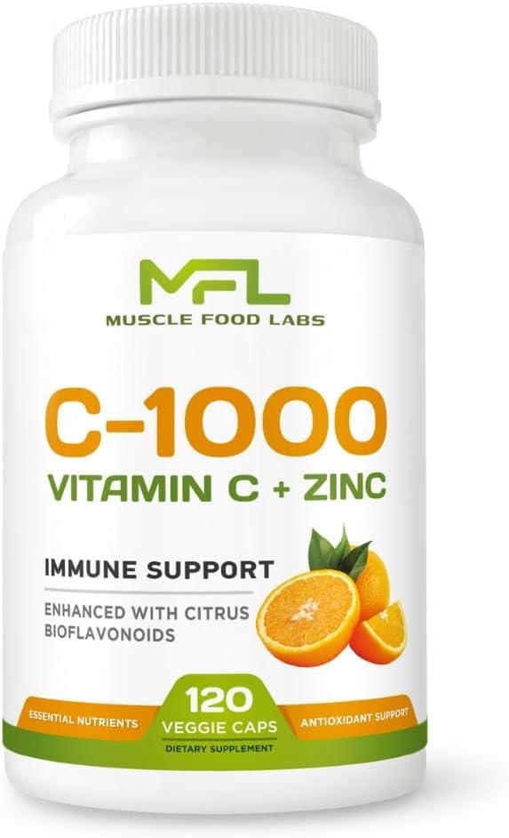 125; C-vitamin + ZINC; C-1000; VIT C 1000mg; Zink 25mg • 124; Citrus Bioflavonoider 25mg • 124; Non- GMO & Gluten Free • 124; 120 Kapsler