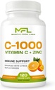 125; C-vitamin + ZINC; C-1000; VIT C 1000mg; Zink 25mg • 124; Citrus Bioflavonoider 25mg • 124; Non- GMO & Gluten Free • 124; 120 Kapsler