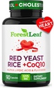 Rød Gær Rice 1215 mg. Kapsler - Ekstra Styrke Rød Rice Gær med CoQ10 Supplement, Plus Alpha Lipoic Acid & Organic Flaxseed, Citrinfri, Understøtter Kardiovaskulær Sundhed, Non- GMO 90 Veggie Caps