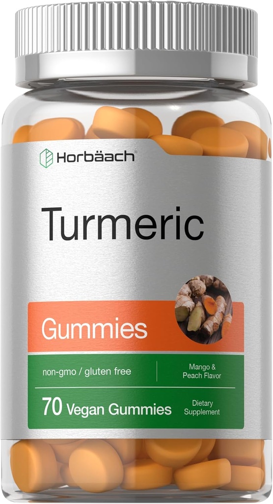 Horbäach gurkemeje 124; 70 Grev og 124; Mango & Peach Flavor 124; Gurkemeje med Gingefær 124; Vegan Non- GMO & Gluten Free Supplement