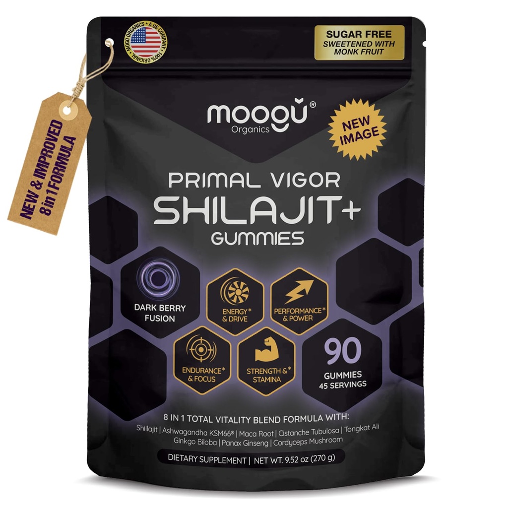 18. 000 mg Pure Himalayan Shilajit (90 Gummies) Ashwagandha, 75% Fulvic Acid & 85 + Trace Minerals I Mænd, Kvinder I Panax Ginseng, Rhodiola, Turmerisk, Gingko Biloba, Cordyceps, Stinging Nettle.