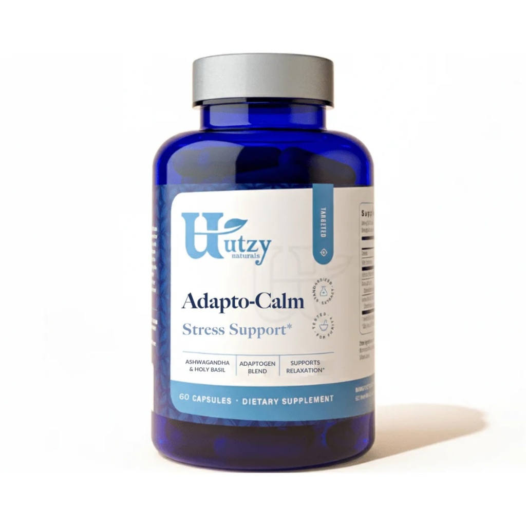 Utzy Naturals Adapto- Calm; Stress Support Formel 124; med Ashwagandha, Tulsi Holy Basil, og Passionflower Buddy 124; 60 Kapsler