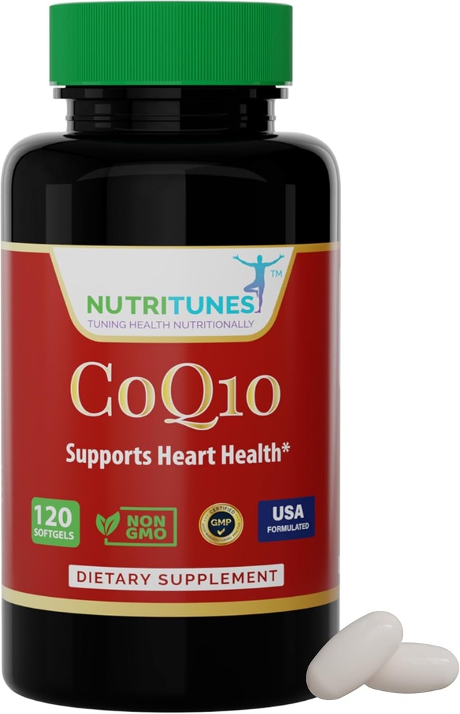 CoQ10 100mg Softgels - High Absorption Antioxidant Supplement for Heart Health, Energy Production, og Cellular Support - Non-GMO, Gluten- Free - 120 Softgels, 4-måned Supply