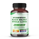 All-in-1 Wormwood Black Walnut Hel Cloves Ingefær - Understøtter lever sundhed & hjælpemidler fordøjelse - Lavet i USA -150 kapsler