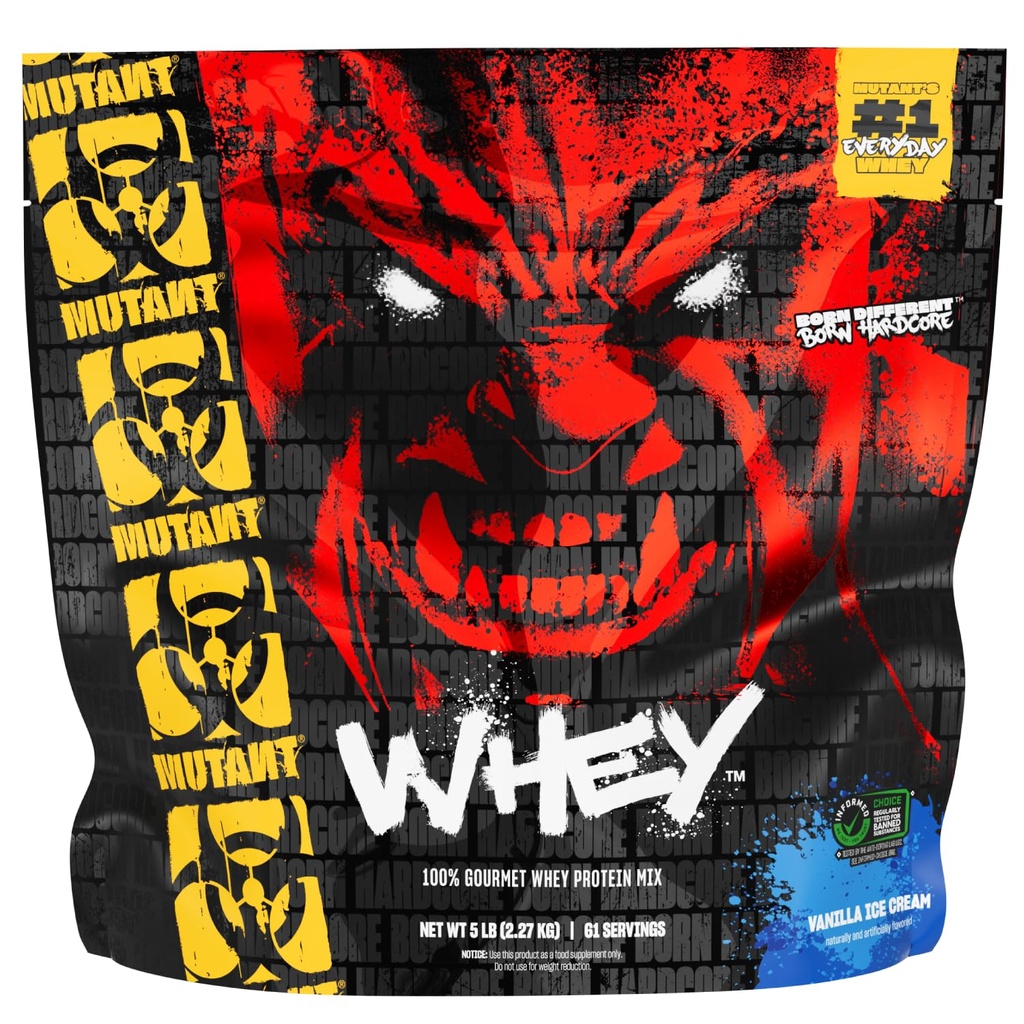 Mutant Whey - 100% Whey Protein Powder Shake, Gourmet Taste, 22g Protein, Hurtig Absorbing, Easy Digesting, 5lbs - Vanilla Ice Cream