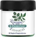 Vitanica V- Probiotika - Probiotika for kvinder - Vaginal supppositions med Lactobacillus Rhamnosus, Gasseri & mere - Women 's Health Supplement - Pro Logo - 30 Vaginal supppositions