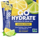GoHydrate Instant Hydration Powder Pakninger - Lavt natriumelektrolytter drikke mix - Natural Hydration Support, Sugar Free Electrolyte Flavored Powder Drikke med D-vitamin, 30 Pakker, Citron Citrus