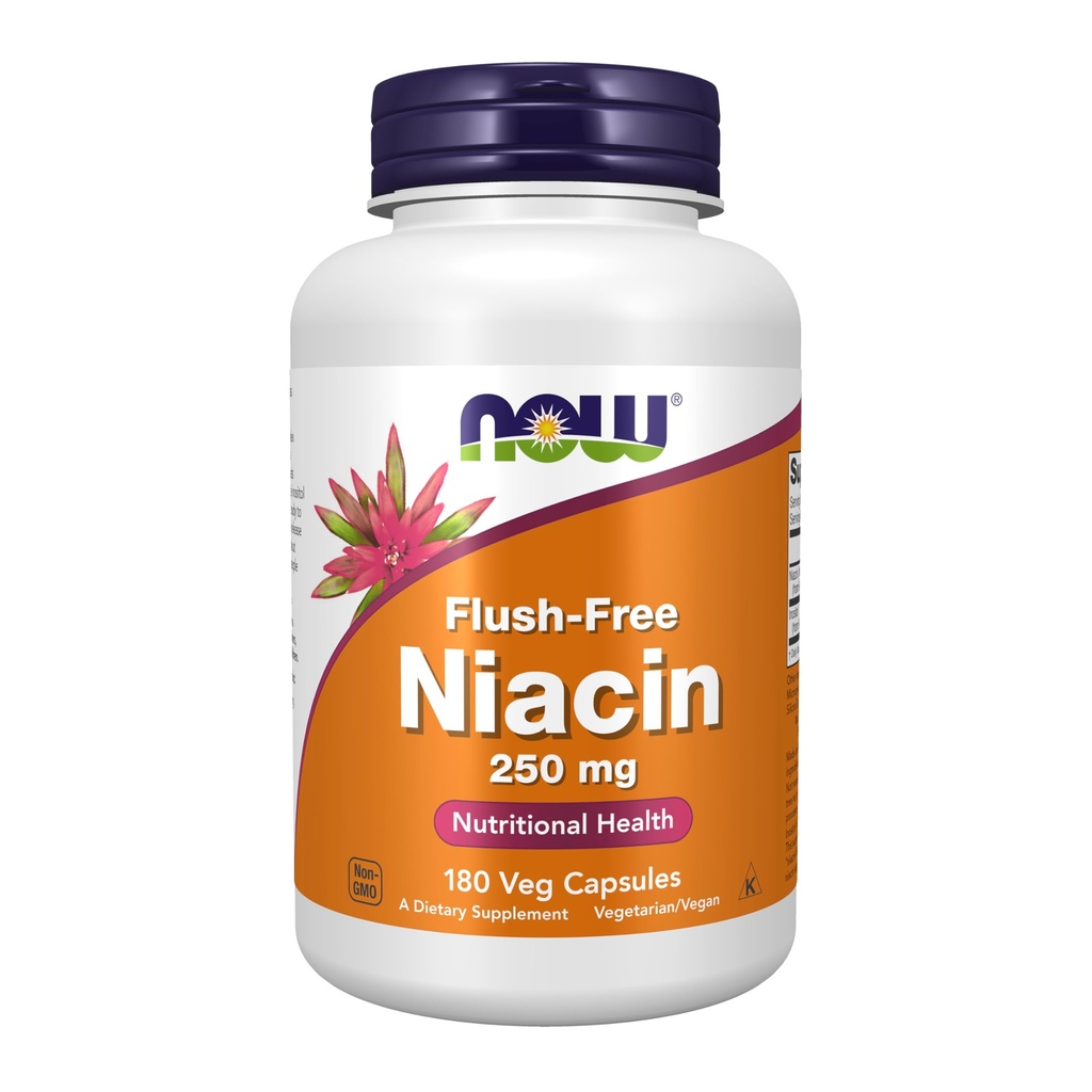 Now Foods Supplements, Niacin (Vitamin B-3) 250 mg, Flush- Free, Nutritional Health, 180 Veg Kapsler