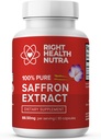 Right Health Nutra Saffron Supplements - 100% Pure Saffron Extract - Made in The USA - Supports Mood | Focus | Digestion | Eye Health for Men and Women - 90 Capsules