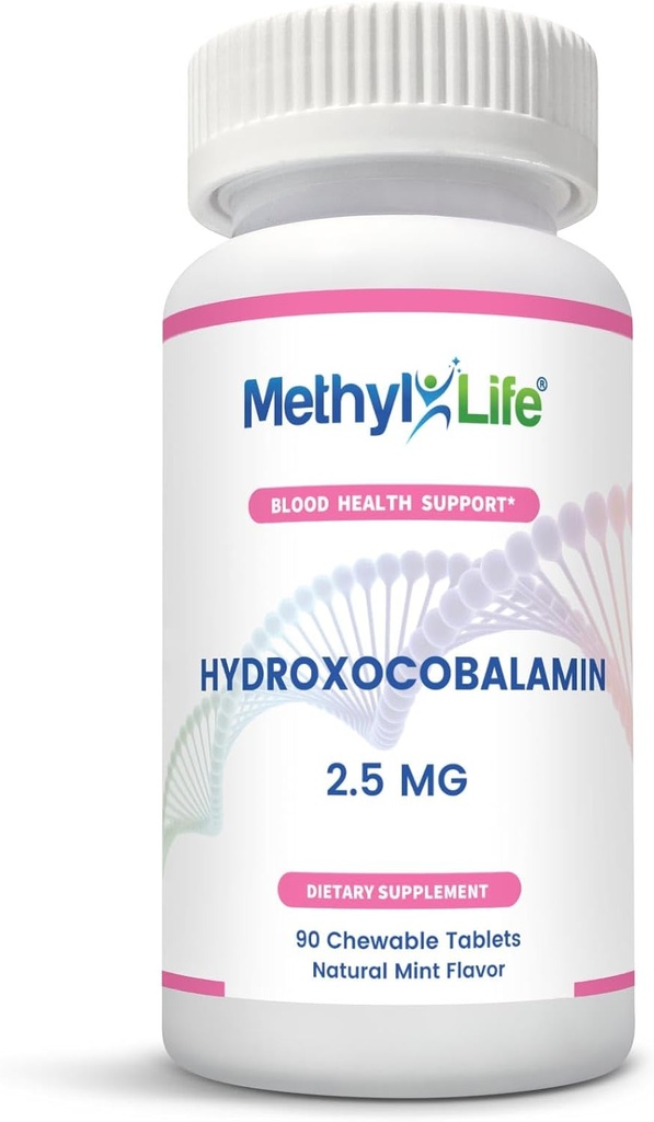 Methyl- Life ® Hydroxy B12 Sublingual Tablets - Gentle, Vitamin B12 Supplement til daglig energi & Cellular Support - Vegan, Non- GMO, Gluten & Top 14 Allergen Free