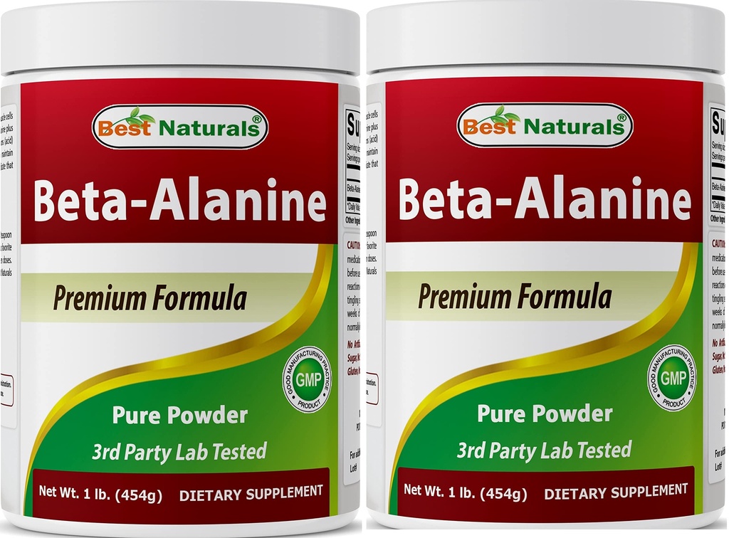 Bedste Naturals Beta Alanine Pure Powder 1 Pund (1 LB (pakke med 2))