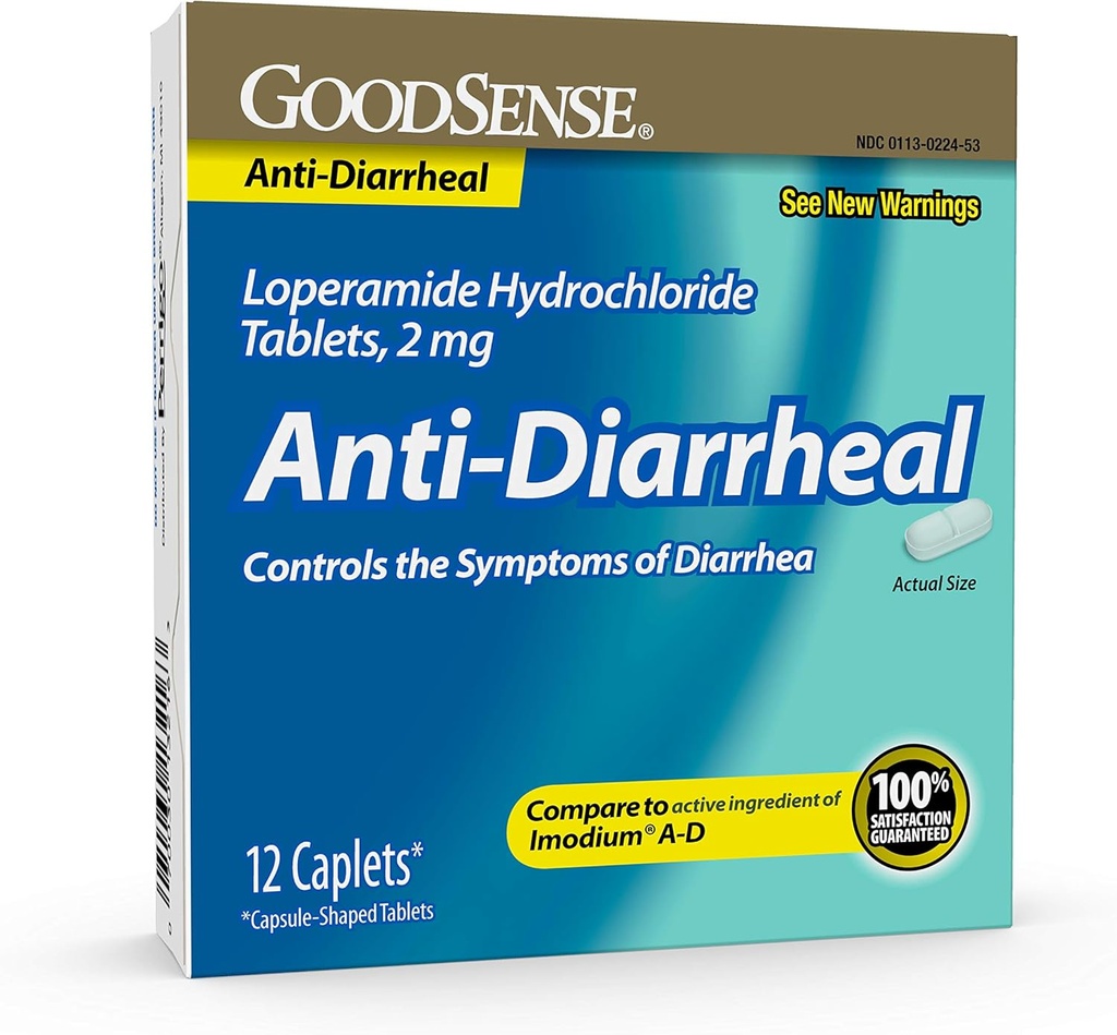 GoodSense Loperamid Hydrochloridtabletter, 2 mg, Anti- Diarré, 12 greve