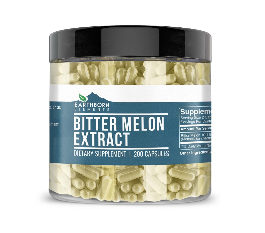 Earthborn Elements Bitter Melon 200 Capsules, Pure & Undiluted, No Additives