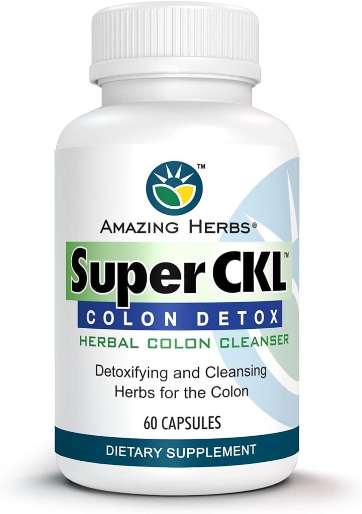 Amazing Herbs Super CKL Colon Detox - All- Natural, Herbal Colon Cleanser, Forbedrer fordampning & hjælpemidler i fjernelse af affald - 60 Greve