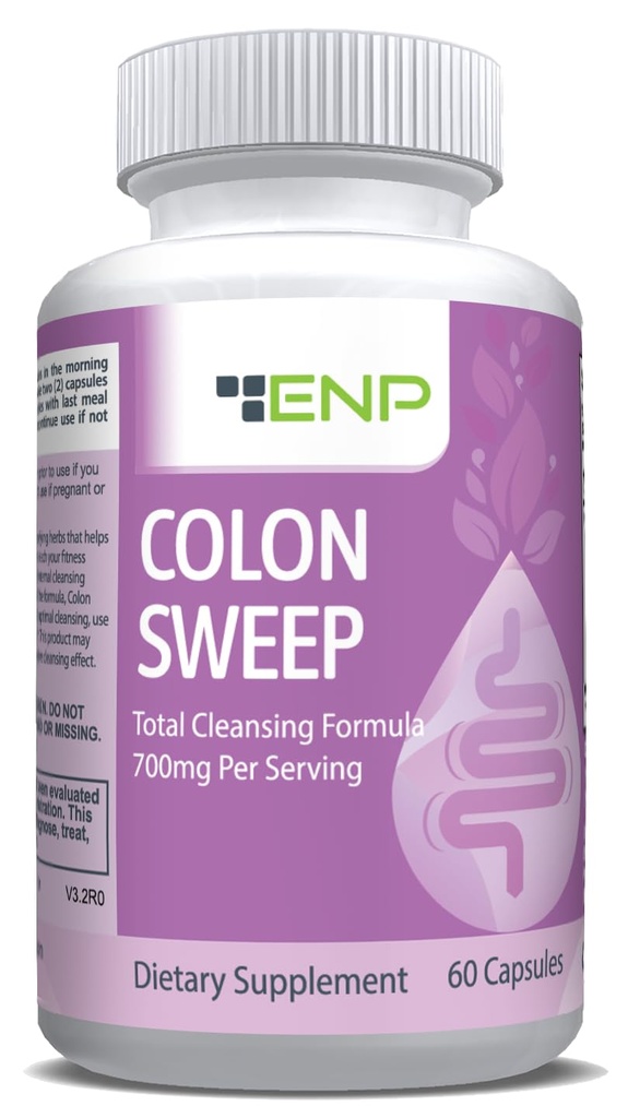 ENP Colon Sweep er 124; 15 dag Colon Cleanse med Psyllium Husk, Cascara Sagrada, og Bentonit, 60ct