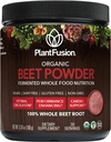 Plantfusion Organic Beet Root Powder - Superfood Beet supplement til støtte blodgennemstrømning & cirkulation - Gæret hel ernæring - non-GMO, Vegan, Gluten- Free, 6.34 oz 30 Servering