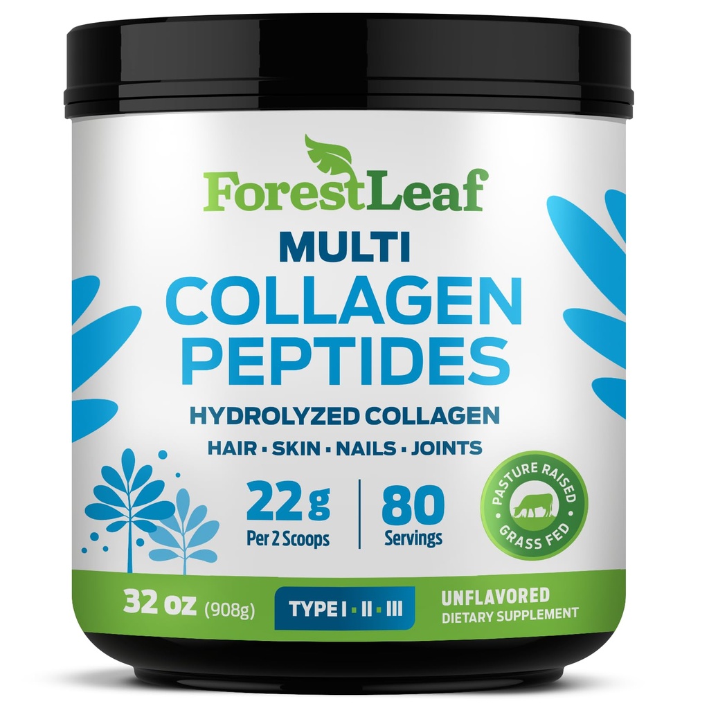 Collagen Peptider Pulver Unflavored - Hydrolyzed Collagen Protein Powder Type 1, 2 & 3 - Græs Fed Keto Collagen Pulver til kvinder & mænd - Vital hår, hud, negle, Joints, Inddrivelse, 11g Per Servering