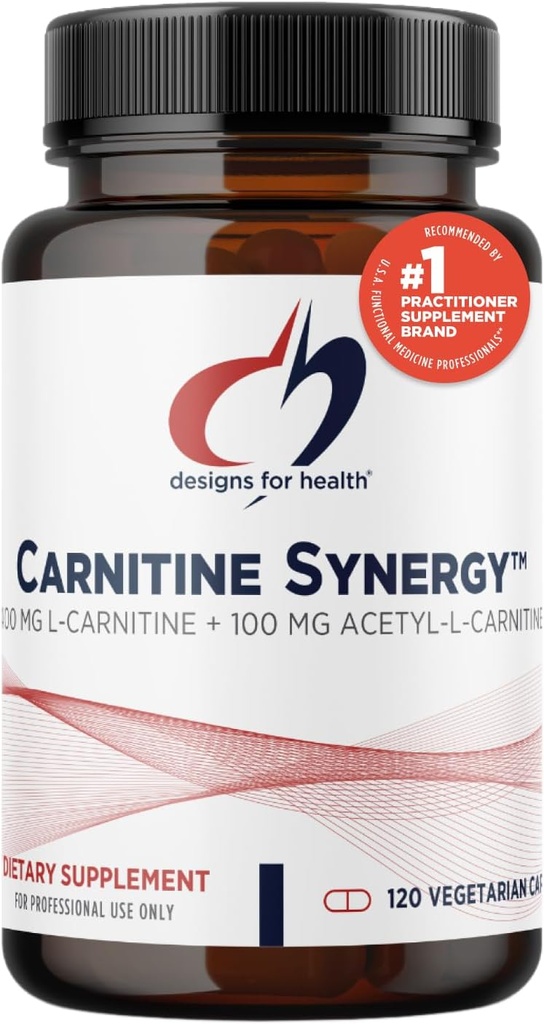 Design for sundhed Carnitin Synergy - 400mg L- Carnitin (fra Carnitin Tartrate) + 100mg Acetyl L- Carnitin Pills - Non- GMO + Vegetar Supplement (120 kapsler)