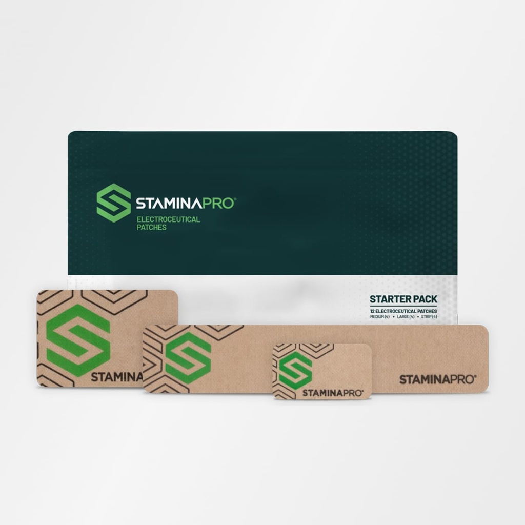 12 Patches - STAMINAPRO Electroceutiske Patches for muskelømhed, stamme, muskeltræthed, og muskel Stramning