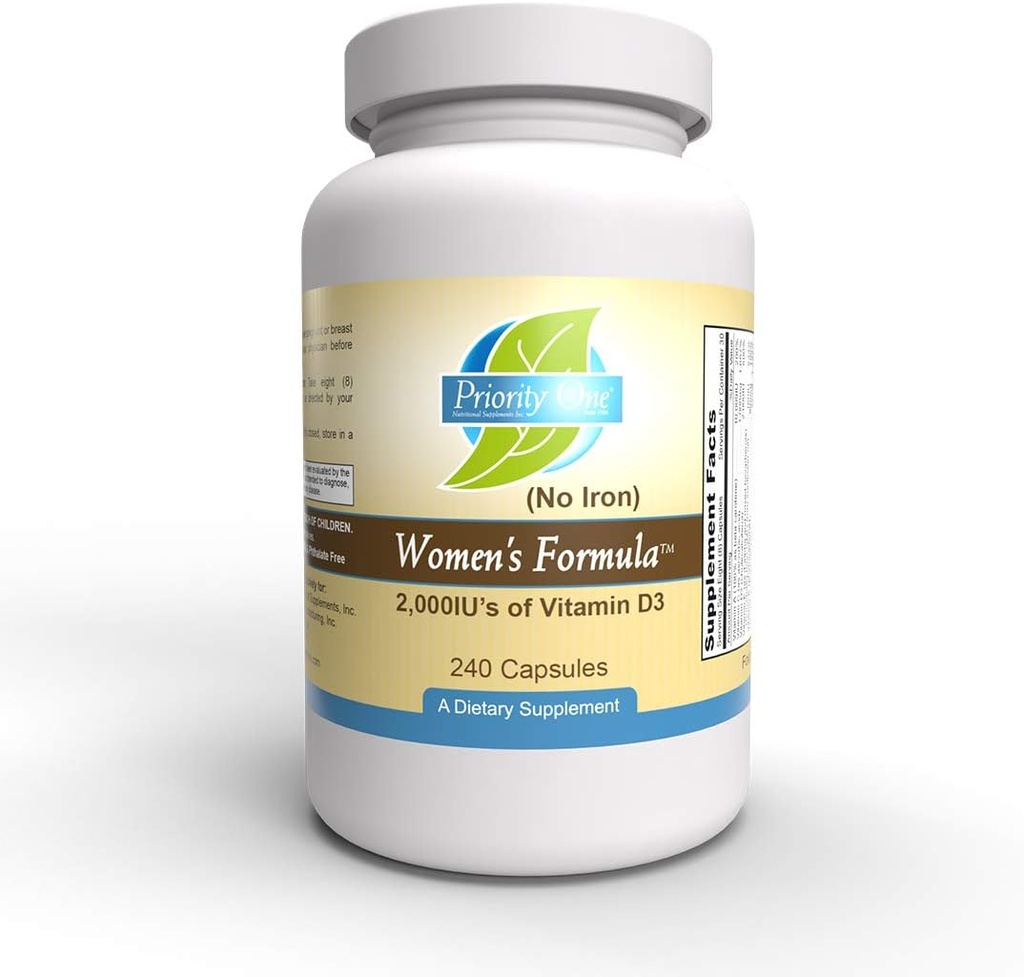 Prioriteret en Vitamin Kvinder Formel no Iron 240 Kapsler - Broad- Spectrum Multi- Vitamin og Mineral supplement til kvinder for et sundt forplantningssystem. *