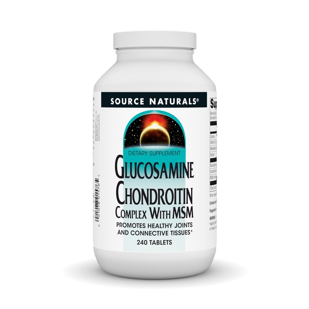 Kilde Naturals Glucosamin Chondroitin Kompleks med MSM, fremmer sunde fællesskaber og Connective Tossions * - 240 tabletter