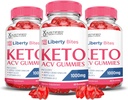 (3 Pack) Liberty Bites Keto ACV Gummies Advanced Formel 1000MG Libertybites Keto Gummies Apple Cider Vinciate Formuleret med Pomegranate Beet Juice Powder B12 Vegan Non GMO 180 Gummys