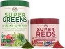 LAND FARMS Essential Pack, Super Green Powder og Super Red, pakket med 50 Økologiske Super fødevarer og 40 Super Frugter, Naturlig energi, Bloating Support, Unflavored & Berry Flavor, 17.7 oz, 2 Pack
